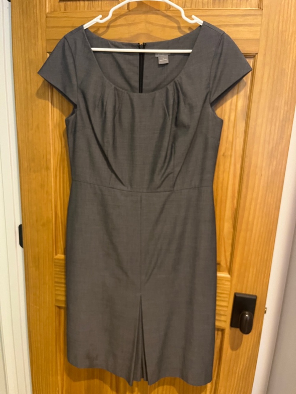 Ann Taylor Charcoal Gray Cap-Sleeve Sheath Dress